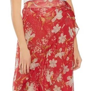 VINCE CAMUTO Red Floral Wrap Skirt, 12